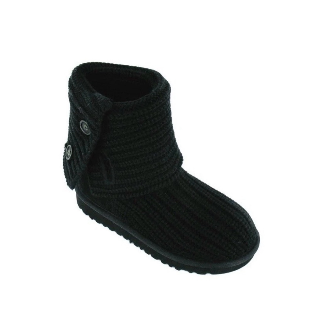 Ugg Australia Kids Cardy II Knit Boots Size 3Y Black W/black Buttons